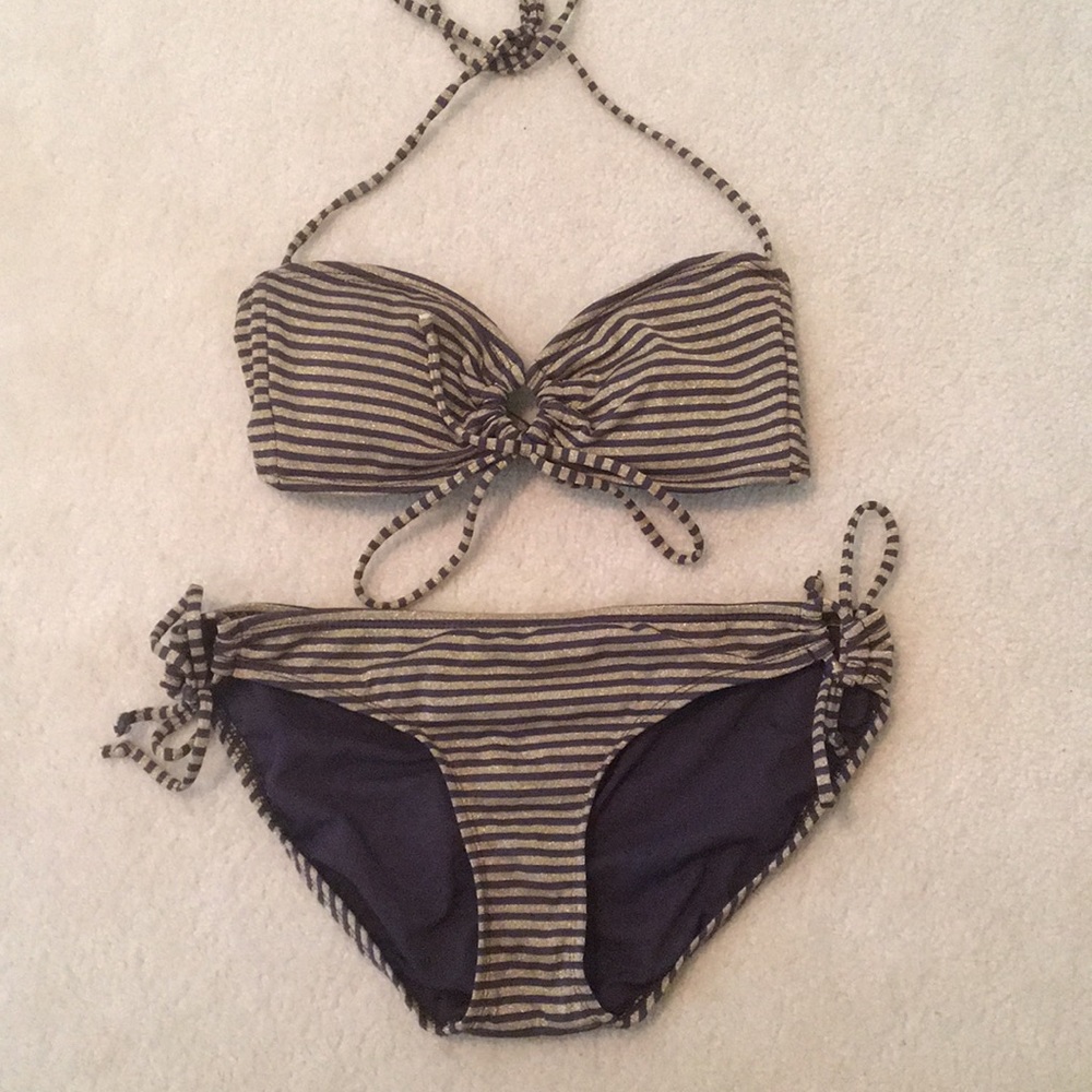 Metallic Gold & Brown Halter Bikini